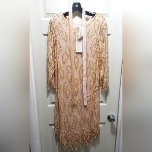 Vintage Scala Milano Paris LA Button Sequin Dress